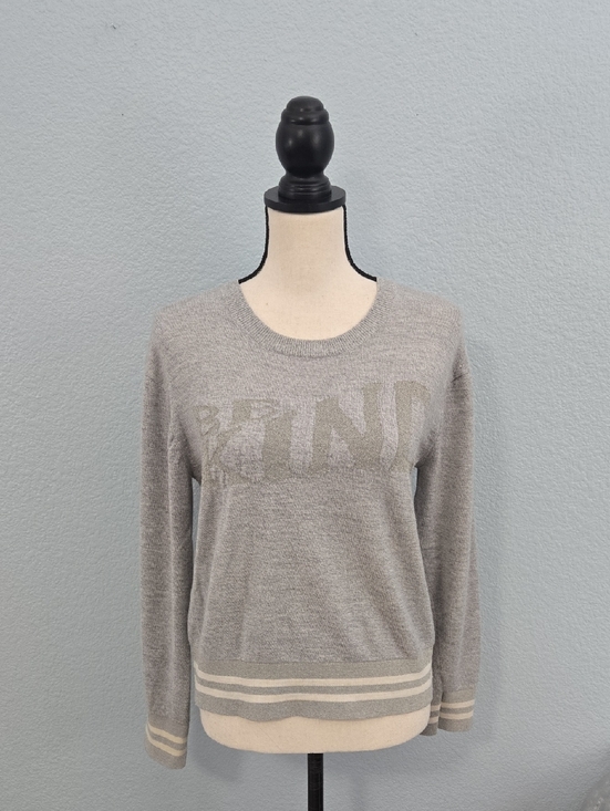 rag & bone Sweaters - RAG & BONE Be Kind Reflective Light Gray Crewneck Sweater Striped Hem Sz MED